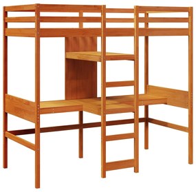 viaszbarna tömör fenyő galériaágy-keret matrac nélkül 75x190 cm