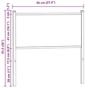 barna tölgy színű szerelt fa és acél fejtámla 90 cm