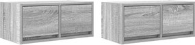 vidaXL 2 db szürke sonoma szerelt fa fali TV-szekrény 60x31x25,5 cm