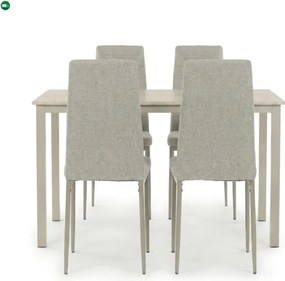 4 személyes étkezőszett szürke székekkel, krémszínű asztallal, asztal méret: 110x70x75cm, ASE-1039 CRM2