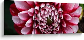 Rózsaszín dália képe (órával) (90x30 cm)