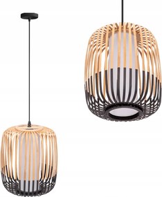 Boho Bambusz Függőlámpa Natúr, Fekete
