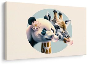 Kép panda és zsiráf rágógumi buborékkal