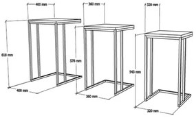 KÉSZLET 3x Kisasztal fekete