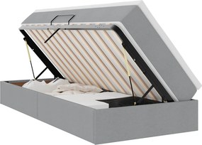 vidaXL Ágy tárolóval és matraccal Világosszürke 90 x 190 cm Poliészter
