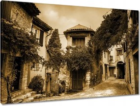 Vászonkép 90x60 Kőház virágokkal