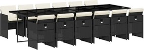 vidaXL 13 részes fekete polyrattan kerti ülőgarnitúra párnákkal
