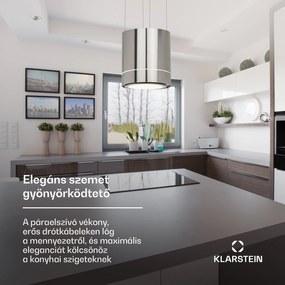 Klarstein Tron Ambience, sziget szagelszívó, Ø 38 cm, légkeringetés, 540 m³/ó, LED, nemesacél