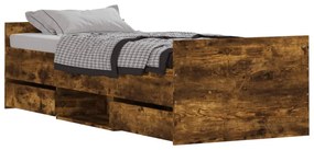 füstös tölgy színű ágykeret fej- és lábtámlával 75 x 190 cm