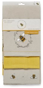 Bumble Bees 3 db-os bézs-sárga pamut konyharuha szett - Cooksmart ®