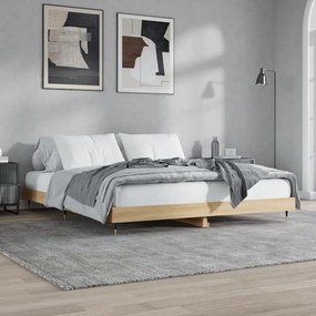 sonoma tölgy színű szerelt fa ágykeret matrac nélkül 180x200 cm