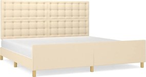 vidaXL krémszínű szövet ágykeret matrac nélkül 200 x 200 cm