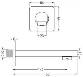 Mexen Cube DR02 rejtett kád-zuhany szett fejzuhannyal 25x25 cm (7in1), fekete, 77503DR0225-70