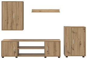 4 részes TV szekrény szett 4 pcs kézműves tölgy Faanyag