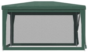 zöld HDPE rendezvénysátor 4 hálós oldalfallal 3x4 m