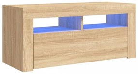 sonoma tölgy színű TV-szekrény LED-világítással 90 x 35 x 40 cm