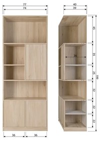 Natúr színű moduláris könyvespolc tölgyfa dekorral 77x199 cm Modulair – vtwonen
