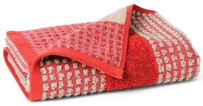 Piros frottír bio pamut törölköző 50x100 cm Check – JUNA