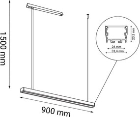 Antigo Hiate 1847 Függőlámpa 1x18W/LED 4000K 2354lm IP20