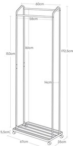 Fehér fém gurulós ruhatartó állvány Tower – YAMAZAKI