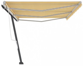 sárga-fehér kézzel kihúzható póznás napellenző 600 x 300 cm