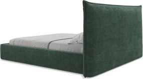 Zöld kárpitozott ágyneműtartós franciaágy ágyráccsal 160x200 cm Esala – Makamii