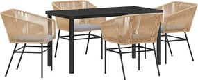 vidaXL Kert étkező szett párnával 5 pcs Barna Porszórt acél