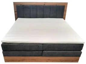 Boxspring ágy matracokkal és topperrel, tárolóhellyel JASMINE 180x200 cm szürke