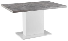 Étkezőasztal, beton/fehér extra magas fényű HG, 138x90 cm, KAZMA