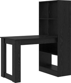 vidaXL Asztal polcokkal Fekete tölgy 122 x 67 x 145 cm Faanyag