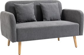HOMCOM 2 Személyes Kanapé, Két Dekoratív Párnával, Párnázott Loveseat, Bársonyos Szövetből Készült Kanapé, Kézágy, Ideális Nappalihoz, Hálószobához, 1