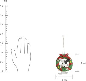 HANG ON filc karácsonyfadísz, kutya adventi koszorúval