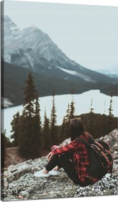 Vászonkép Emberek Hegyek Nő az ösvényen 70x120