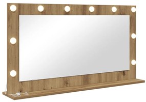 Pipere Tükör Kézműves tölgy Fa és üveg 100 x 55 cm Pipere tükör