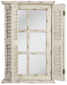 Vintage fali tükör ablakos fa kerettel 46x71 cm