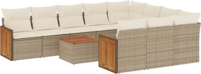 vidaXL 11 részes bézs polyrattan kerti ülőgarnitúra párnákkal