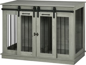 PawHut Kutyaketrec Bútor Két Szobás Opcióval, 2 Ajtós Modern Fém Kutyás Doboz Benti Használatra, Kutyaotthon Nagy Kutyák Számára 30 kg-ig, Kutyaház 12
