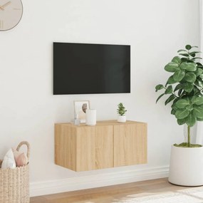 sonoma tölgy színű fali TV-szekrény LED-ekkel 60x35x31 cm