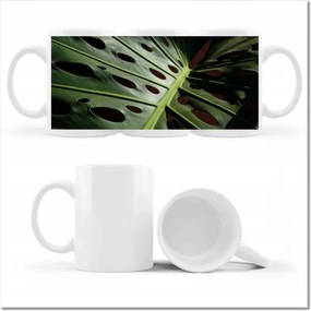 Mosnter levél mintás bögre, lyukacsos