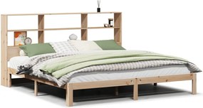 vidaXL tömör fenyőfa könyvespolcos ágy matrac nélkül 180 x 200 cm
