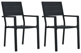 2 darab fekete fautánzatú hdpe kerti szék