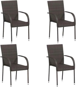 vidaXL 4 db barna rakásolható polyrattan kültéri szék