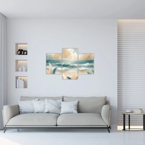 Kép – Festett strand lágy színekben (90x60 cm)