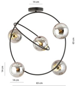 Csillár rúdon STARDOM 5xE14/10W/230V fekete/szürke