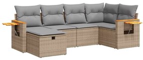 vidaXL 6 részes bézs polyrattan kerti ülőgarnitúra párnával