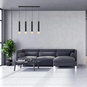 Csillár zsinóron TUBA 4xE27/15W/230V fekete