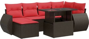 vidaXL 7 részes barna polyrattan akácfa kerti ülőgarnitúra párnákkal
