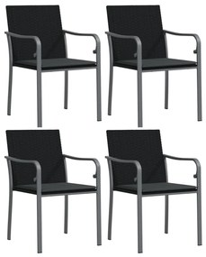 4 db fekete polyrattan kerti szék párnával 56x59x84 cm