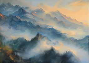 Kép - Festett hegyi táj (70x50 cm)