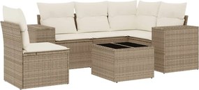 vidaXL 6 részes bézs polyrattan kerti ülőgarnitúra párnával